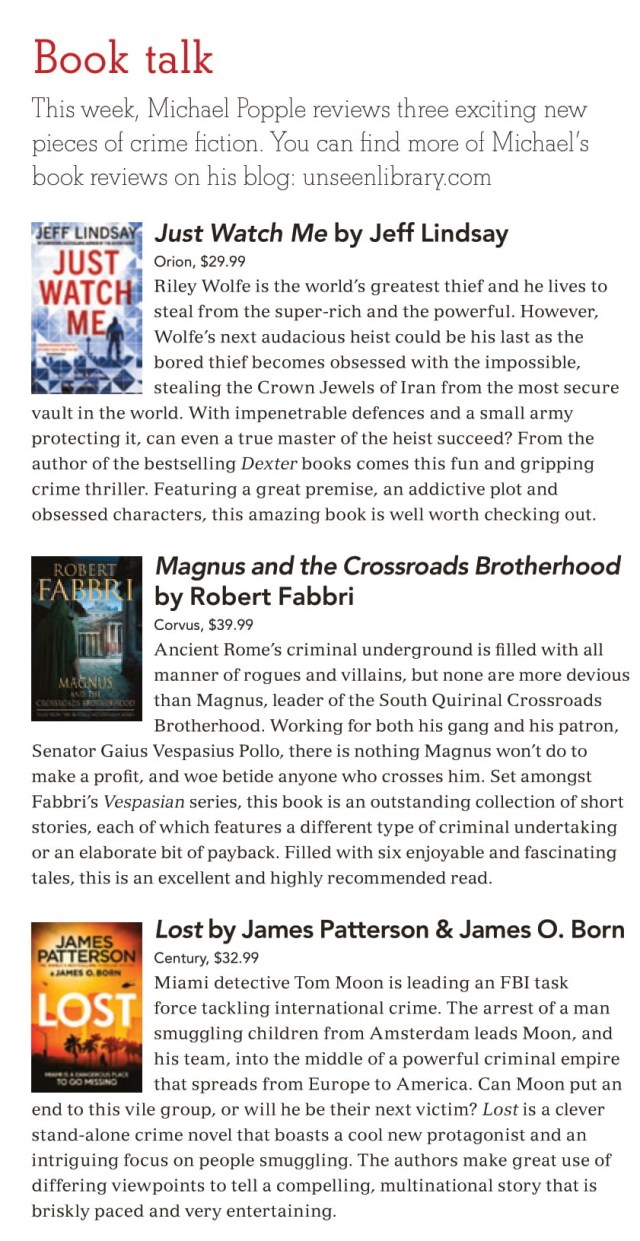 Canberra Weekly Column - 16 January 2020 - Crime Fiction-1