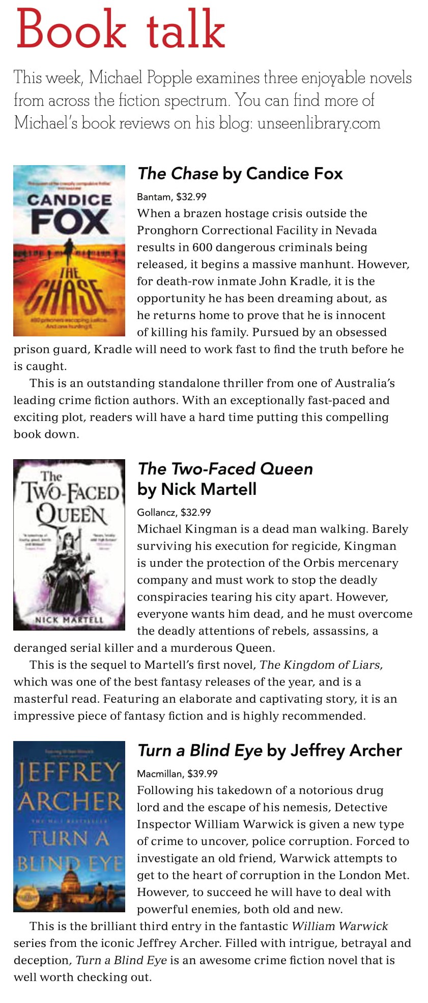 Canberra Weekly Column - MIxed Genres - 15 April 2021-1