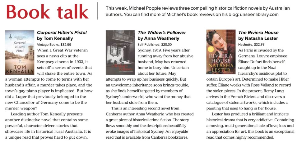 Canberra Weekly Column - Australian Historical Fiction - 23 September 2021-1