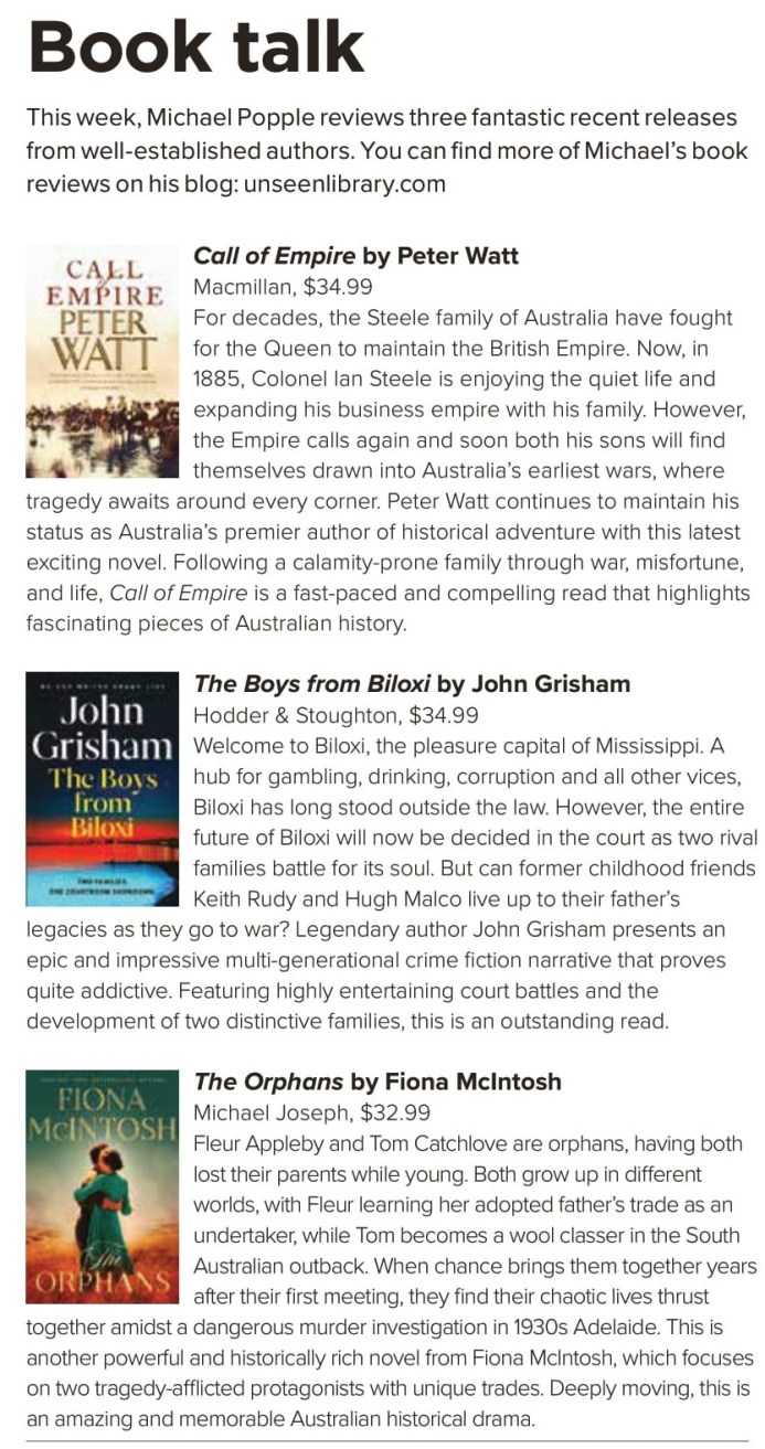 Canberra Weekly Column - Mixed Genres - 17 November 2022-1